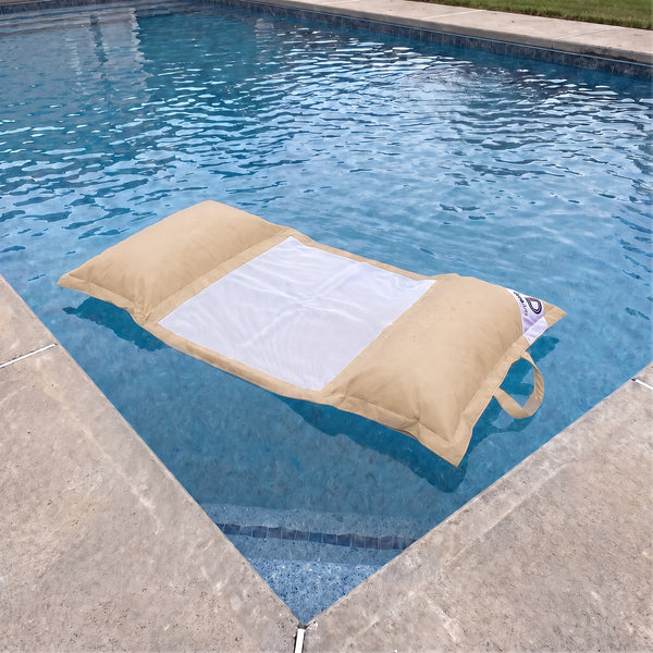 Puf Flotante para Piscina XXL 170x90 Beige - Colchoneta de Hamaca con Perlas (Confort Adulto)