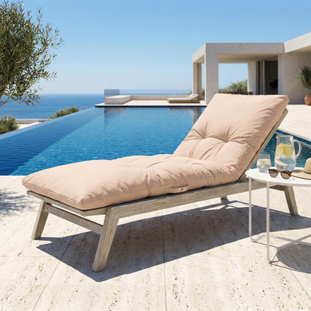 Matelas Bain de Soleil 185x55 Beige Clair - Épais 12cm & Imperméable