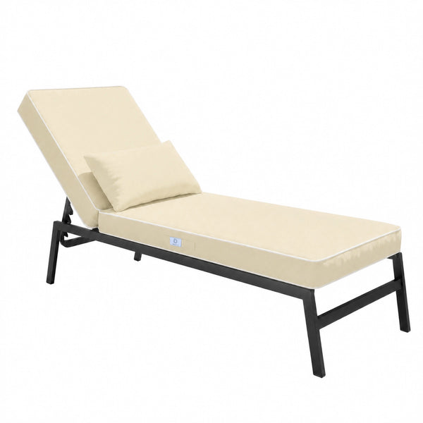 Colchoneta Premium para Tumbona 190x60 Amarillo Mantequilla - Grueso 10cm & Reposacabezas (Funda Extraíble)