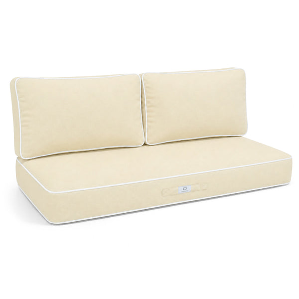 Ensemble Coussins Premium 120x60 Jaune Beurre - 1 Assise + 2 Dossiers (Épais 12cm & Passepoil)