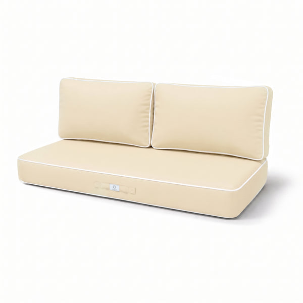 Conjunto de Cojines Premium 100x50 Amarillo Beurre - 1 Asiento + 2 Respaldos (Grueso 12cm & Passepoil)
