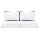 Conjunto de Cojines Premium 120x60 Blanco - 1 Asiento + 2 Respaldos (Grueso 12cm & Passepoil)