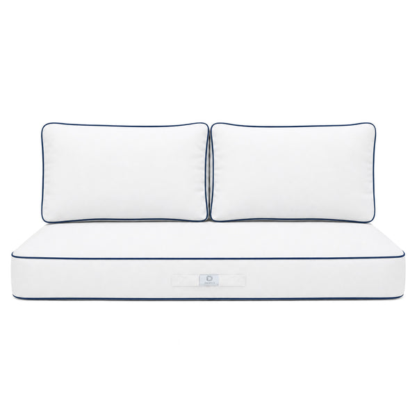 Conjunto de Cojines Premium 120x60 Blanco - 1 Asiento + 2 Respaldos (Grueso 12cm & Passepoil)