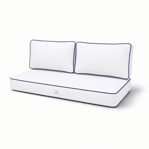 Ensemble Coussins Premium 100x50 Blanc - 1 Assise + 2 Dossiers (Épais 12cm & Passepoil)
