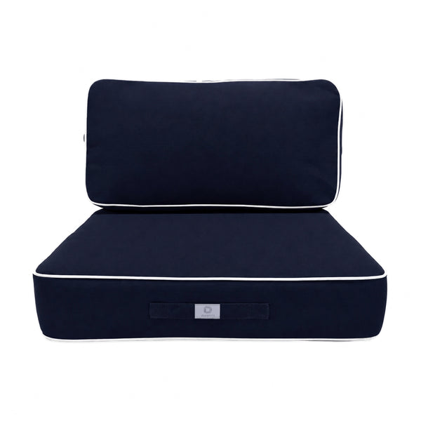 Ensemble Coussins Premium 50x50 Bleu Marine - Épais 12cm & Finition Passepoil