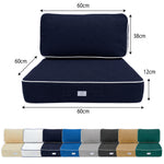 Ensemble Coussins Premium 60x60 Bleu Marine - Épais 12cm & Finition Passepoil