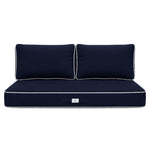 Conjunto de Cojines Premium 100x50 Azul Marino - 1 Asiento + 2 Respaldos (Grueso 12cm & Passepoil)
