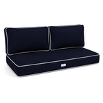 Conjunto de Cojines Premium 100x50 Azul Marino - 1 Asiento + 2 Respaldos (Grueso 12cm & Passepoil)