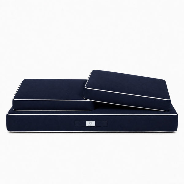 Conjunto de Cojines Premium 100x50 Azul Marino - 1 Asiento + 2 Respaldos (Grueso 12cm & Passepoil)
