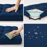 Ensemble Coussins Capitonné 50x50 Bleu Pétrole - Épais 15cm & Moelleux (Assise + Dossier)
