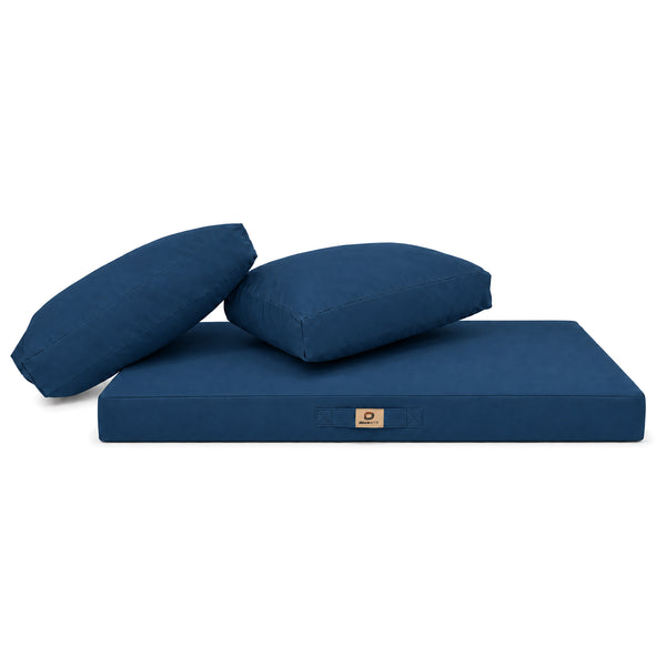 Conjunto de Cojines para Salón de Jardín 100x50 Azul Petróleo - Con Funda Extraíble & Anti-UV (1 Asiento + 2 Respaldos)
