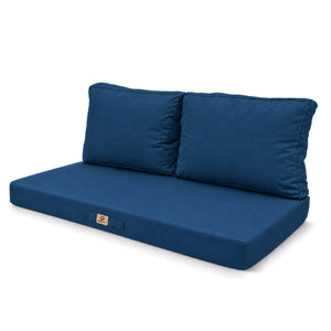 Ensemble Coussins Salon Jardin 120x60 Bleu Pétrole - Déhoussable & Anti-UV (1 Assise + 2 Dossiers)