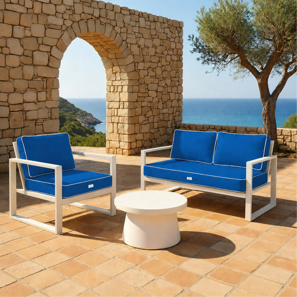 Conjunto de Cojines Premium 60x60 Azul Real - Grueso 12cm & Acabado con Ribete