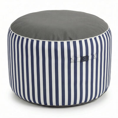 Pouf Rond Rayure Bleu Marine - Premium 270g - Hauteur 40cm Diamètre 70cm