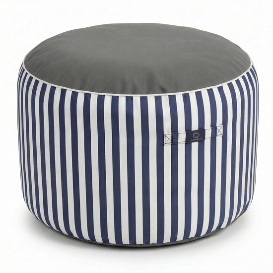 Pouf Rond Rayure Bleu Marine - Premium 270g - Hauteur 40cm Diamètre 70cm