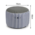 Pouf Rond Rayure Bleu Marine - Premium 270g - Hauteur 40cm Diamètre 70cm