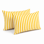 Lot de 2 Coussins d'Appoint Jardin 60x35 cm Rayure Jaune - Premium 270g Déhoussable