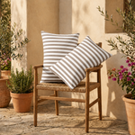Lot de 2 Coussins d'Appoint Jardin 60x35 cm Rayure Beige - Premium 270g Déhoussable