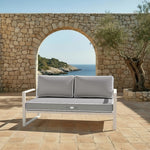 Ensemble de coussins pour fauteuils et canapés, 120x60 cm, gris clair, 1 assise et 2 dossiers, épais 12cm, passepoil.