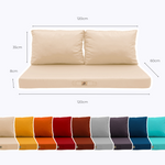 Ensemble de 3 coussins de salon jardin beige pour fauteuils et canapés, déhoussables et anti-UV, 120x60 cm.