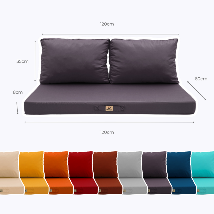 Coussins pour salon de jardin déhoussable 120x60cm Gris carbone - Deco-arts.fr