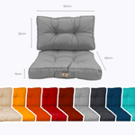 Ensemble de 2 coussins capitonnés gris galet 60x60 cm, épais 15 cm, pour fauteuils et canapés, moelleux et confortables.