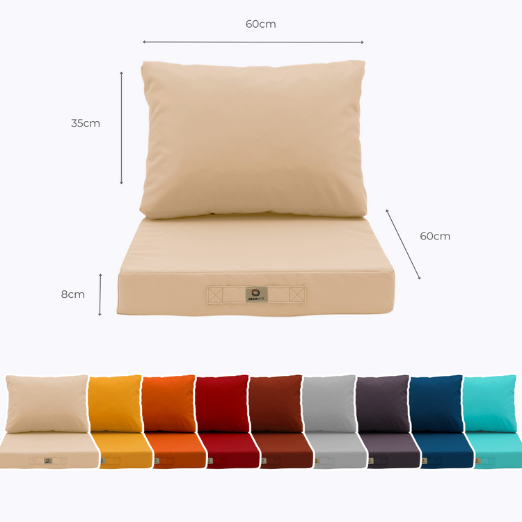 Coussins pour salon de jardin déhoussable 60x60cm Beige - Deco-arts.fr
