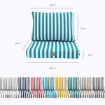 Ensemble de coussins pour salon de jardin 60x60 cm rayures turquoise, assise et dossier, en tissu 270g, Deco-arts.fr