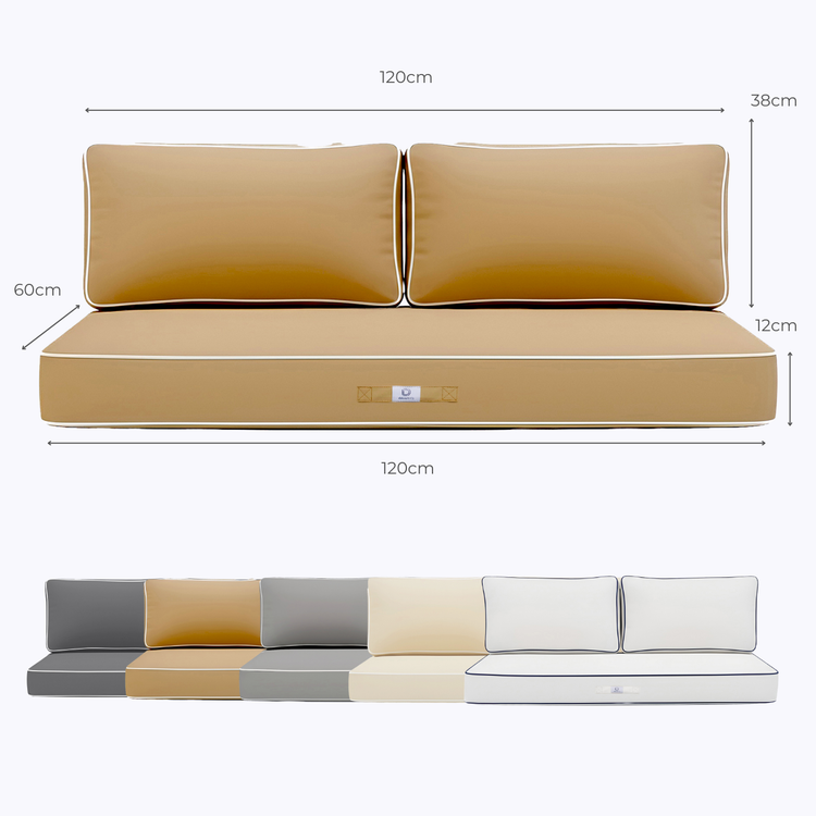 Coussins pour salon de jardin déhoussable premium 120x60cm - Moka - Déco Arts