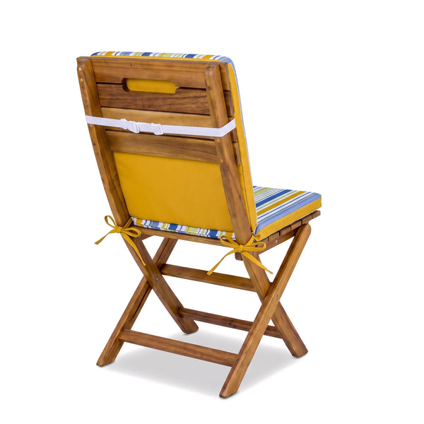 Coussin de chaise haut dossier motif Rayures Solaires – dos uni, sangle réglable et liens