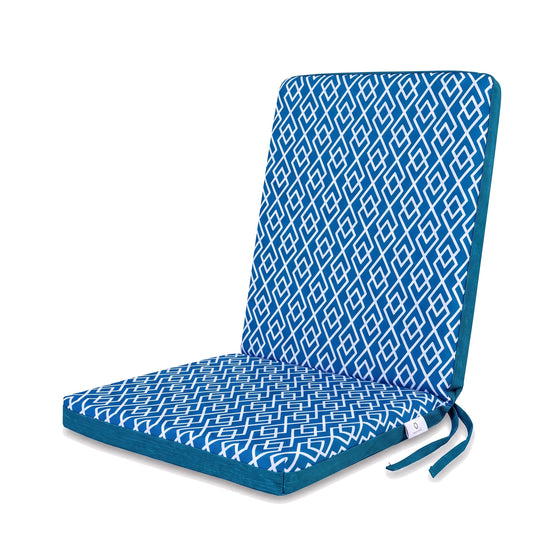 Coussin de chaise haut dossier 95x40 motif Géométrique Vert, assise et dossier d&