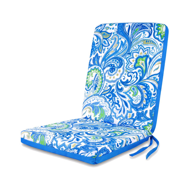 Coussin de chaise haut dossier 95x40 motif Arabesque, assise et dossier d'un seul tenant