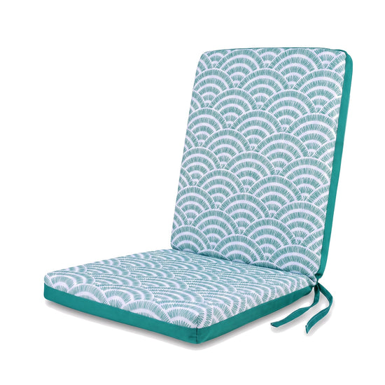 Coussin de chaise haut dossier 95x40 motif Éventails Verts, assise et dossier d&