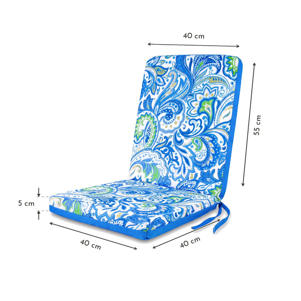 Coussin de chaise haut dossier motif Arabesque – assise 40 x 40 cm, dossier 55 x 40 cm, épaisseur 5 cm