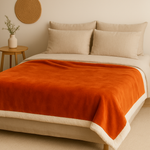 Plaid Sherpa Flanelle 480GSM 200x240 Terracotta DECO ARTS - Deco-arts.fr