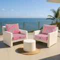 Ensemble Coussins Salon Jardin 60x70 Rayure Rouge - Premium 270g (Assise + Dossier)