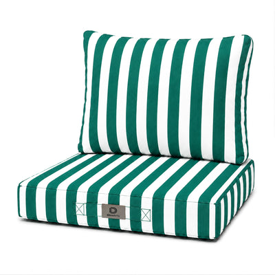 Ensemble Coussins Chaise Jardin 40x40 Rayure Verte - Premium 270g (Assise + Dossier)