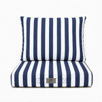 Ensemble Coussins Chaise Jardin 40x40 Rayure Bleu Marine - Premium 270g (Assise + Dossier)