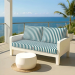 Ensemble de coussins de salon jardin rayures vertes, 120x60 cm, pour fauteuils et canapés, avec 1 coussin d'assise et 2 dossiers.