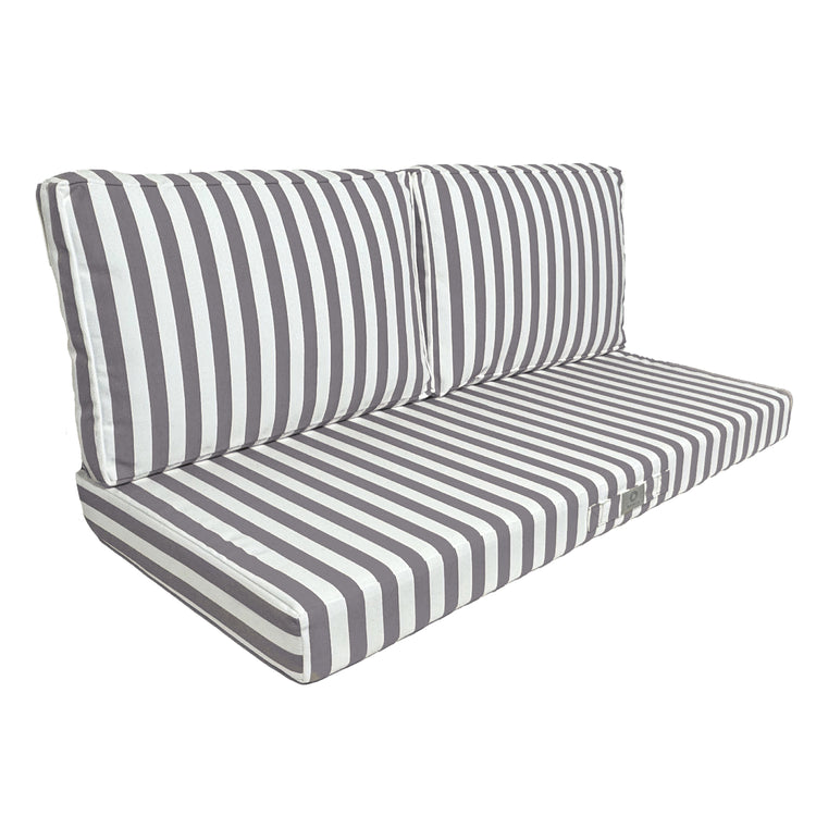 Coussins pour salon de jardin déhoussable 120x60cm - Rayure Gris foncé - Deco-arts.fr