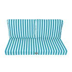 Ensemble de 3 coussins pour salon jardin avec rayures turquoise, 120x60 cm, comprenant 1 assise et 2 dossiers, en tissu 270g