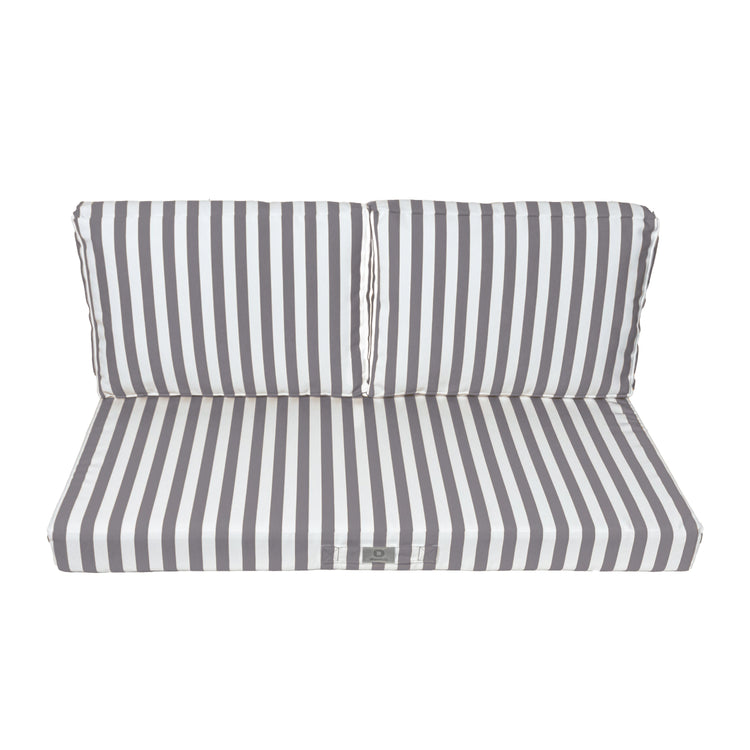 Coussins pour salon de jardin déhoussable 120x60cm - Rayure Gris foncé - Deco-arts.fr