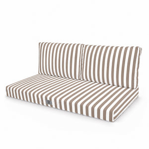 Conjunto de Cojines para Salón de Jardín 120x60 Rayas Beige - Premium 270g (1 Asiento + 2 Respaldos)