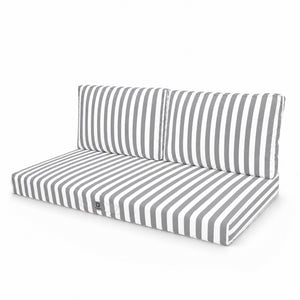 Conjunto de Cojines para Salón de Jardín 100x50 Rayas Gris Claro - Premium 270g (1 Asiento + 2 Respaldos)