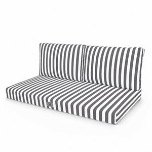 Ensemble Coussins Salon Jardin 120x60 Rayure Gris Foncé - Premium 270g (1 Assise + 2 Dossiers)