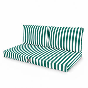 Conjunto de Cojines para Salón de Jardín 100x50 Rayas Verde - Premium 270g (1 Asiento + 2 Respaldos)