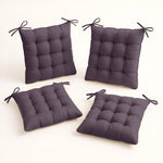 Coussin pour fauteuil Deco-arts.fr, lot de 4 galettes de chaise 40x40 cm gris carbone, déperlantes avec attaches pour intérieur et extérieur.