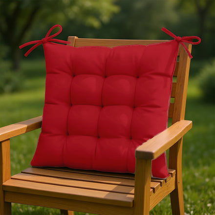 Lote de 4 Cojines para Silla 40x40 Rojo Pimiento - Interior y Exterior (Hidrófugo con Sujeciones)