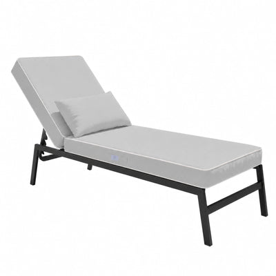 Matelas Transat Premium 190x60 Gris Clair - Épais 10cm & Têtière (Déhoussable)