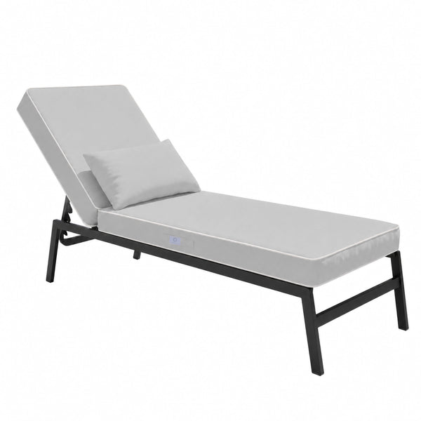 Colchoneta Premium para Tumbona 190x60 Gris Claro - Grueso 10cm & Reposacabezas (Funda Extraíble)